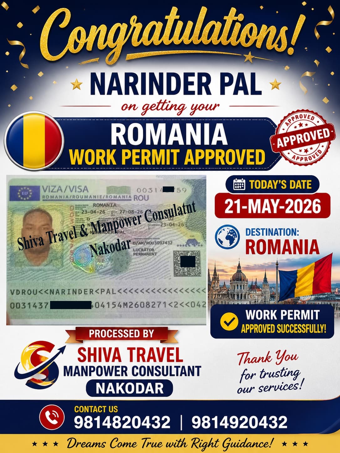 Real placement story 1 — Shiva Travel & Manpower Consultants