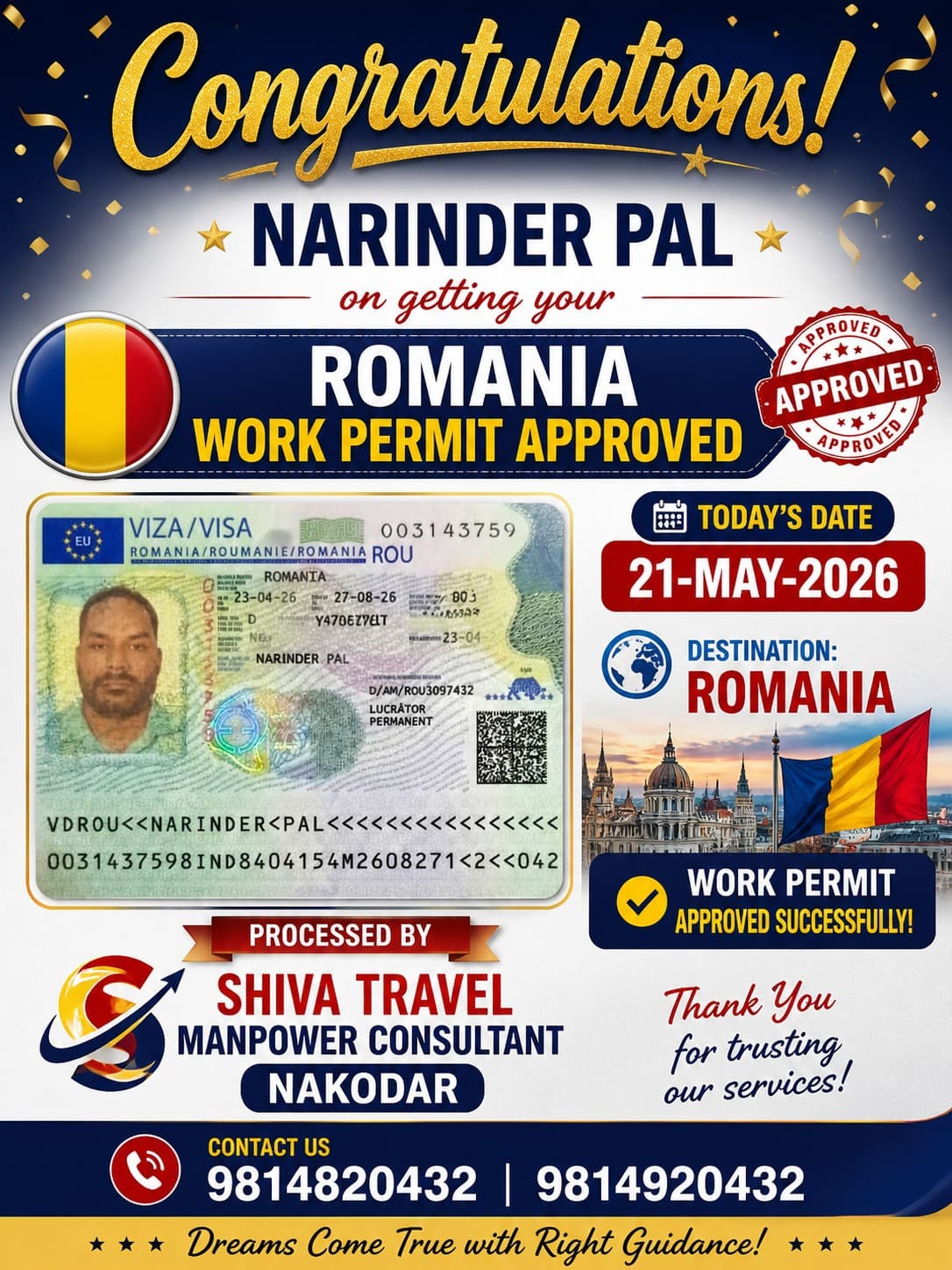 Real placement story 6 — Shiva Travel & Manpower Consultants
